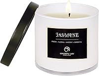 Vista 1 de Chloefu LAN Vela perfumada de soja de larga duración y combustión lenta (7 onzas, 45 horas) con vidrio transparente y cubierta negra