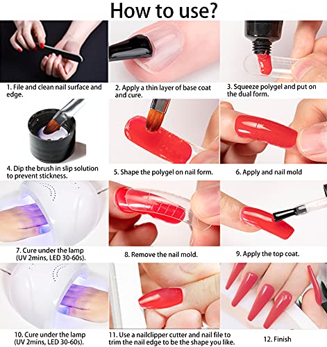 GZMAYUEN Poly Nail Extension Gel Kit 30ML Poly Gelnägel Nudefarben Building Nagel Nude Shellac Nagelverlängerungen Gel… – Bild 4