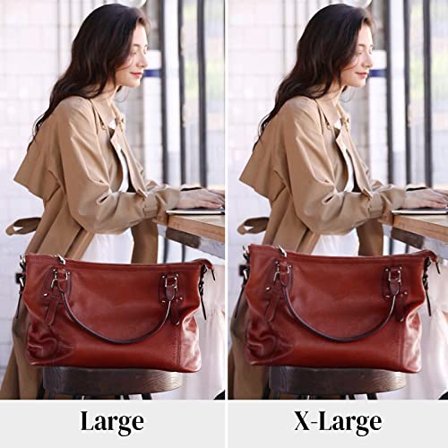 Kattee Genuine Leather Handbags Tote Shoulder Bag for Woman Satchel Designer Purse Top Handles Crossbody Bag Large Capacity - Image 3