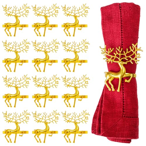 Weihnachtsserviettenringe - 12 Stück Weihnachts-Serviettenringhalter...