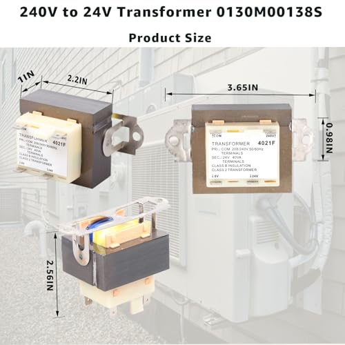 Image of 240V to 24V AC Transformer 0130M00138S with 2 Hole Mount is Compatible with Goodman Amana、 B11416-43、B1141643、PF40224、208V /240V to 24V 40VA HVAC Furnace Transformer Class 2 Control