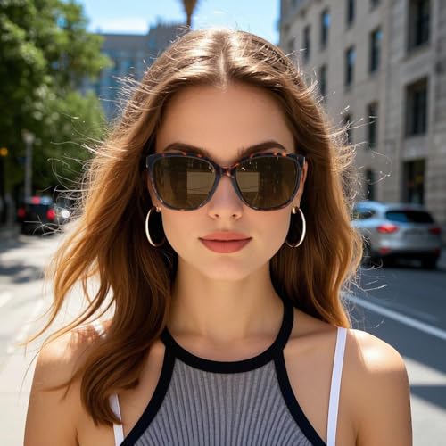 FIMILU Polarized Sunglasses for Women, Trendy Fashion Sun Glasses Square Retro Glasses UV Protection for Daily Outdoor 2pack3