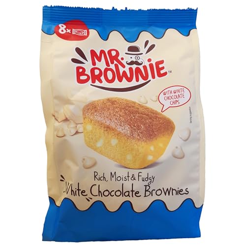 Mr. Brownie Mr. Brownie White Chocolate Brownies Mini-Kuchen Mit Weißen Schokoladenstückchen 200g. Inhalt: 8 einzeln verpackte Brownies in jeder Packung.