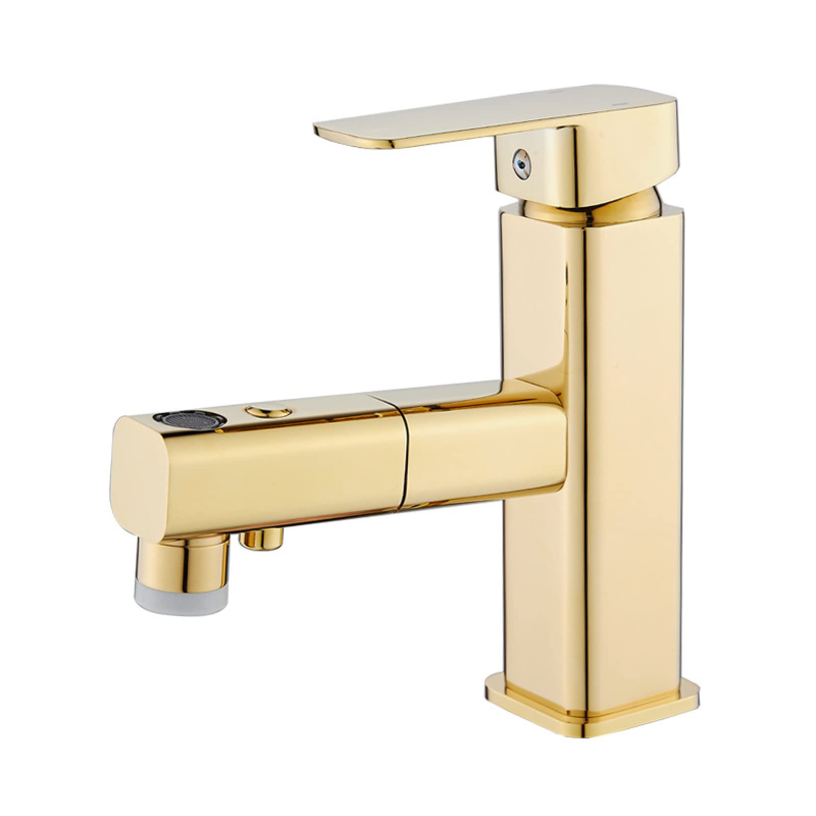 Baterie umywalkowe łazienkowe Miedziana bateria wyciągana Umywalka łazienkowa Umywalka do rąk Bateria Golden Basin Płyn do płukania ust Ciepła i zimna woda, Golden High Style