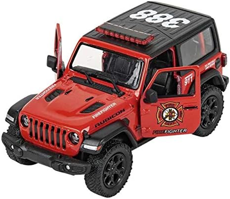 KiNSMART - Jeep Wrangler Rubicon Off Road 4x4 5 inch 1:34 Scale Die Cast Model Replica Toy Car (Rescue Fire)