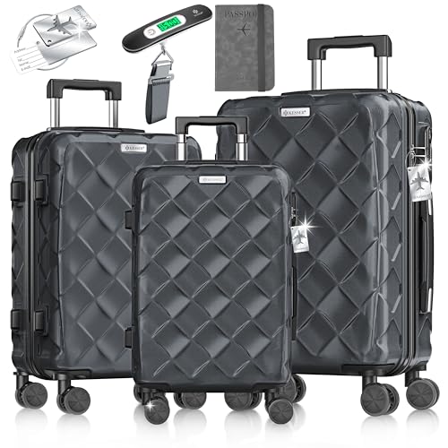 KESSER Set de valises 3 pièces | Set de valises à Coque Rigide en ABS avec Serrure à Combinaison, Balance à Bagages et Portefeuille de Voyage roulettes...