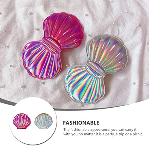 Lurrose Espelho de Maquilhagem Shell 2Pcs Espelhos Compactos Espelhos Portátil Dobrável Dupla Face E