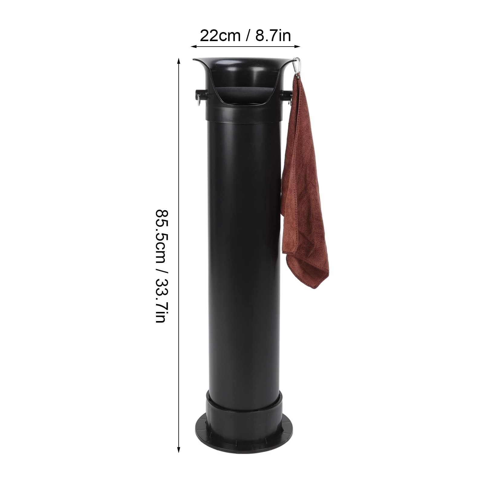 Cubo de Golpe para Café, 85.5 cm/33.7 in, Recipiente de colección de posos de pie de Piso de ABS Grueso con Barra de Goma y Gancho para Toalla para cafetería Black