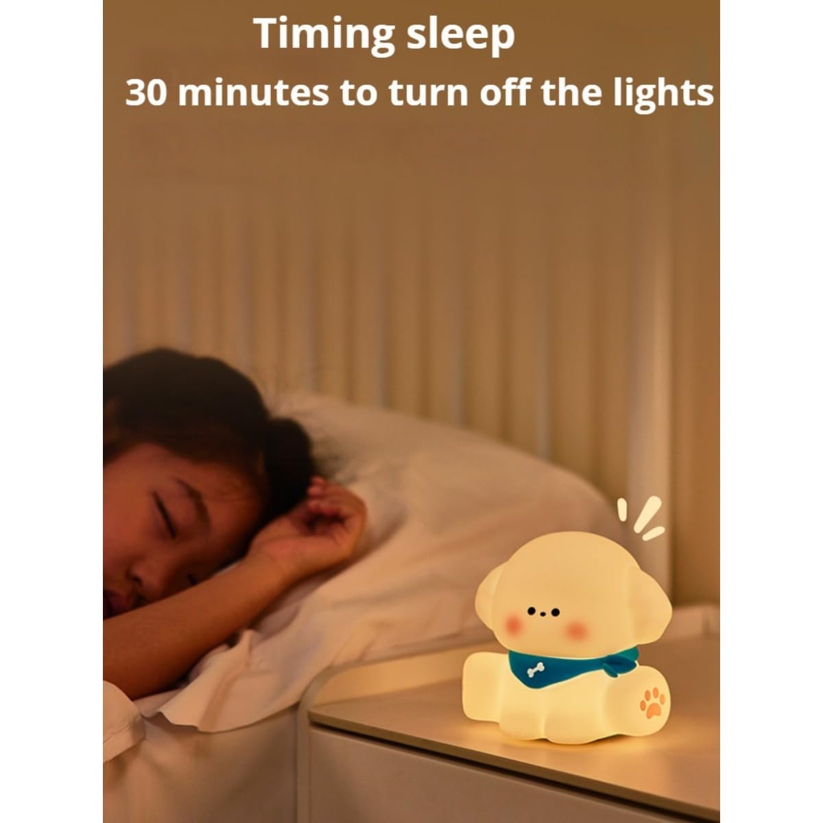 Linda luz nocturna para niños, luz nocturna LED recargable USB-C con forma de perro, luz nocturna de gel de silicona para guardería de bebé (amarillo)