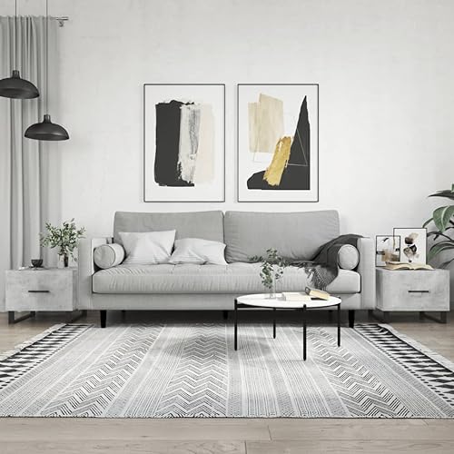 Table basse gris béton 50x50 cm lot de 2 avec tiroir