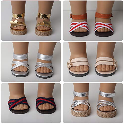 Shih Tzu 9 Set 18 inch Doll Shoes American Girl Doll Accessories 6 Pairs of Shoes + 3 Necklaces Suitable for American Girl Doll Sandals or Slippers and Accessories - Thumbnail 5