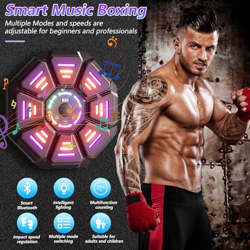 idudu Music Boxing Machine, LED Elektronische Musik Boxing Machine mit Bluetooth,9 Stufen Geschwindigkeit und Zählmodus, Geschenk Für Erwachsene und Kinder Exercise