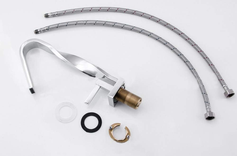 バスルームタップ トール洗面器混合栓 洗面所用 ツイストアートモデリング バスルーム洗面器シンク シングルレバー 冷水と温水利用可能