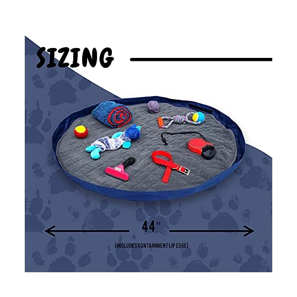 Lay-n-Go 2-in-1 Large Portable Drawstring Dog Toys Storage Organizer and Dog Bed with Removable Washable Cover for Pets, Car, Travel, Camping, Crates, Sofa and Couch, 112 cm, Navy/Gray Lay-n-Go 2-in-1 Large Portable Drawstring Dog Toys Storage Organizer and Dog Bed with Removable Washable Cover for Pets, Car, Travel, Camping, Crates, Sofa and Couch, 112 cm, Navy/Gray