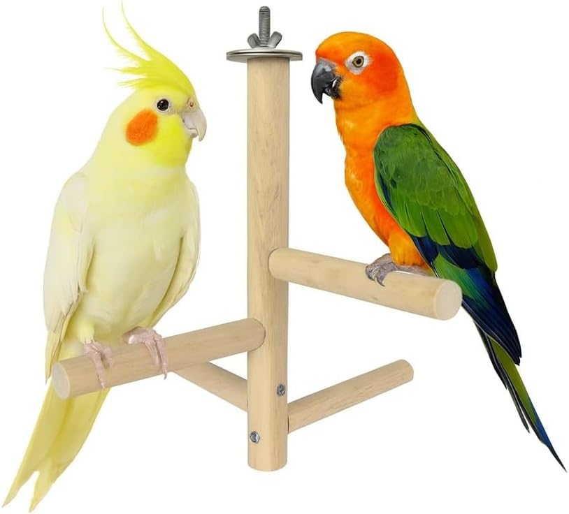 KSK Natural Wood Multi-Branch Bird Perch Stand for Cage | Real Tree Branch Perch for Budgies, Cockatiels, Conures, Lovebirds & Parakeets | Hanging Wooden Bird Cage Accessory for Climbing & Playing