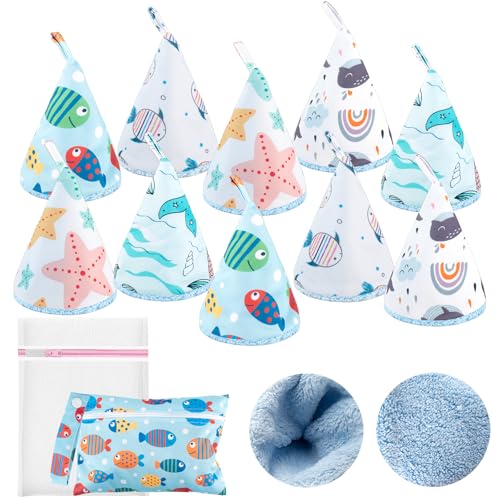 Image of 10 Pcs Coral Velvet Peepeeteepe Baby Boy with Storage Bag & Laundry Bag | Strong Water Absorption Pee Peep Teepee for Baby Boy, Reusable Pee Covers for New Parents Gift
