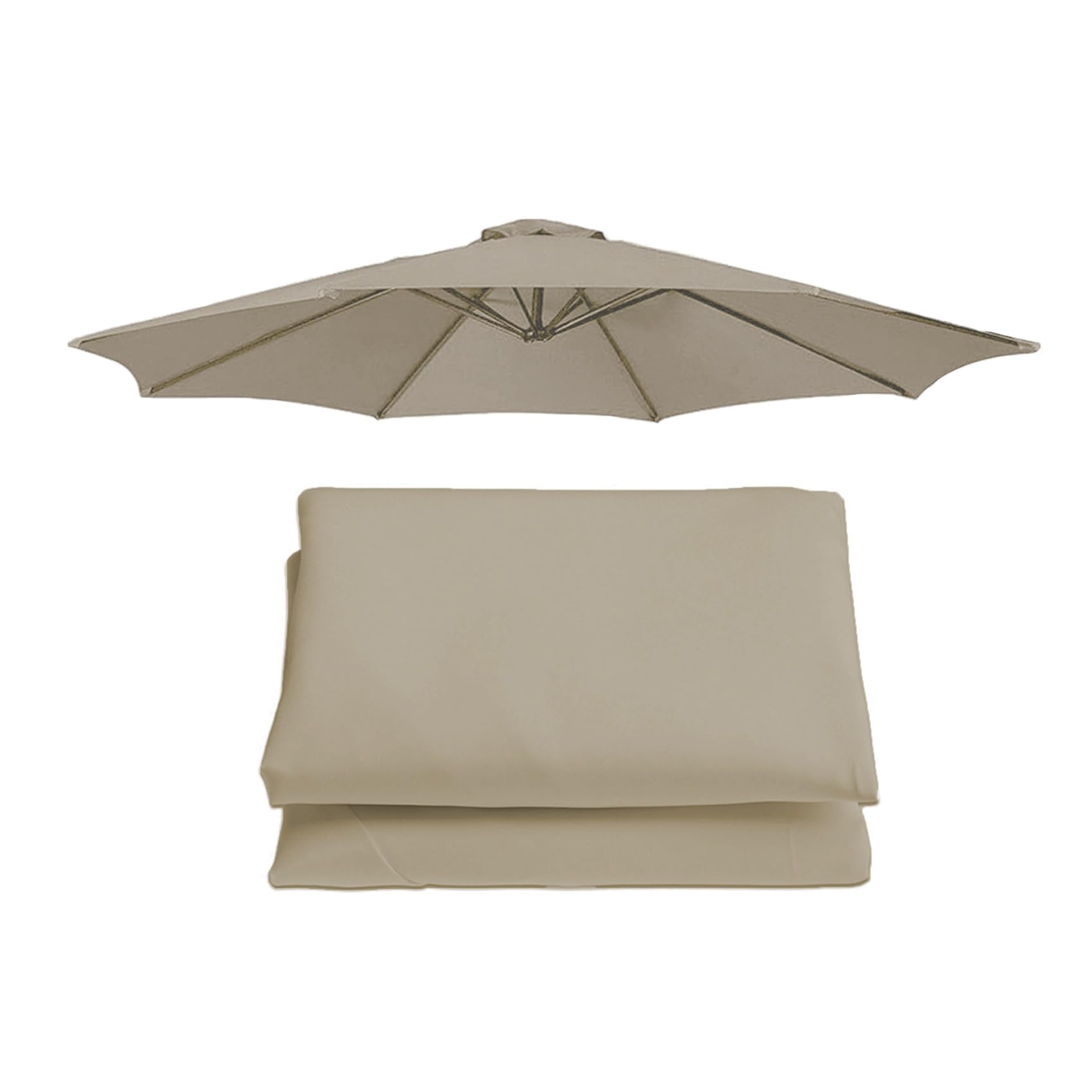 Parasol Replacement Cover Umbrella Replacement Cloth (230cm/7.5ft 270cm/8.8ft 300cm/9.8ft 350cm/11.5ft) Outdoor Market Umbrella Canopy Cloth Replacement Top Cover(Top color,6 RIBS/270CM(8.8FT))