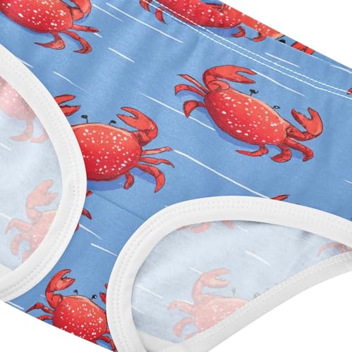 Wusikd Cute Red Crabs Girls' Underwear Cotton Blue Girls Briefs Soft Toddler Underwear 2T4