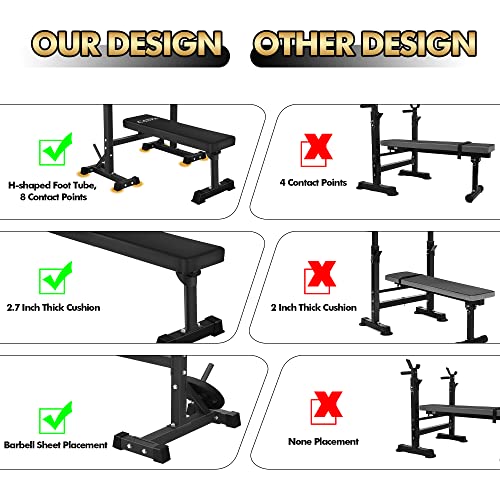 Bench Press, Canpa Olympic Weight Bench With Squat Rack Workout Bench Adjustable Barbell Rack Stand Strength Training Home Gym Multi-Function(Black) #TOP3