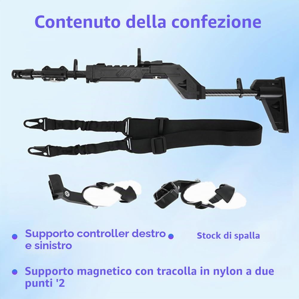 VR Gun Stock per Quest 3S/3, Maniglia per controller di tiro VR per Quest 3, Accessori da gioco VRShooting, con cinghie