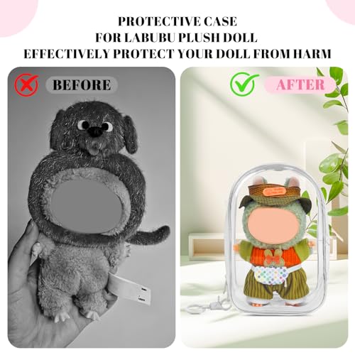 Image of NZNDB Large Clear Figure Display Bag with Keychain Case Blind Box Keychain Carrying Case, Portable Small Doll Storage Pouches PVC Bag (White Standing)