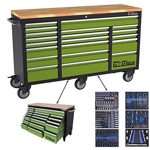 TRUTZHOLM Werkstattwagen Mobile Werkbank Deluxe XXL 20 Schubladen Werkzeugwagen Rollwagen 6 Schubladen 254 TLG. bestückt