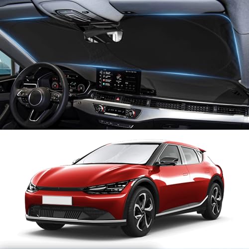 Custom Fit Kia EV6 Windshield Sunshade for 2022 2023 2024 2025 EV6 for Kia Front Window Shades Cover for Windshield Sun Visor Protector 210T Reflector Blocks UV Rays Cooler Car Accessories