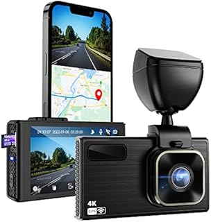 Dash Cam, 4K HD Dash Cam Front with 170° Wide Angle, 3.5" Screen Dashcam Car Dashboard Camera with WDR Night Vision, G-Sensor, 24H Parking Monitor, Loop Recording, WiFi, GPS, 32GB SD Card