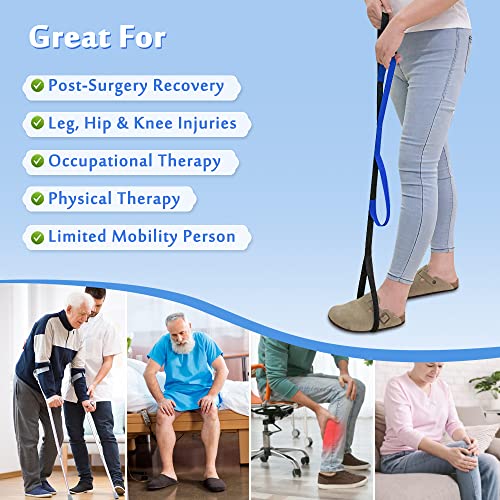 leg lifter strap medical foot lift after surgery for knee hip replacement recovery kit mobility aids physical therapy leg pull strap rigid loop foot lifter thigh portable leg lifting strap - 3734 long