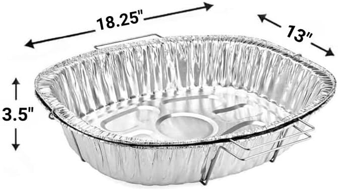 Nicole Fantini's 18.25"L X 13"W X 3.5"D Oval Heavy Duty Disposable Aluminum Foil Rack Roaster with Handle :Perfect for Baking and Roasting : 25 Count