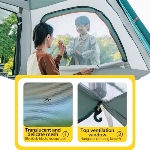 Carpa familiar tipo cabaña impermeable para camping 5-6 personas miniatura 3