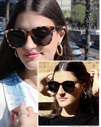 Image of 2 Packs Sunglasses for Women Polarized UV400 Protection Lens Big Frame Fashion Glasses Trendy Stylish Shade