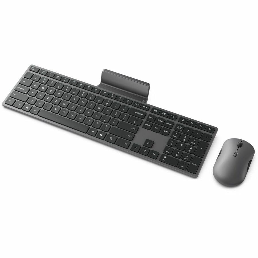 Image of Lenovo 700 Modern Wireless Keyboard & Mouse Combo, 2.4 GHz Dongle & Dual Bluetooth Connection, AES-128 Encryption, 36 Month Battery Life, Quiet Mouse, Luna Grey