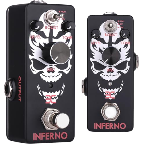 EX Inferno Death Metal Distortion Guitar Pedal, High-Gain Electric Guitar Effects Mini Pedal, with 3-Mode Boost Switch, True Bypass