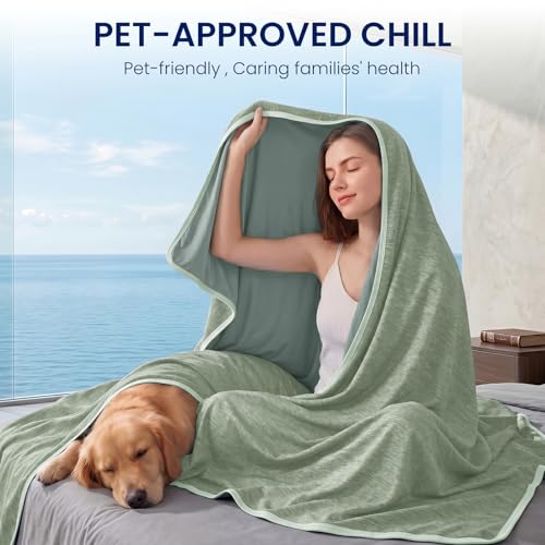 Image of Topcee Cooling Blanket(90 inchx108 inchKing Size) for Night Sweats Absorbs Heat to Keep Adults Cool on Warm Nights, Q-Max 0.5 Cooling Blankets for Hot Sleepers, Ultra-Cool Lightweight Blanket for Bed
