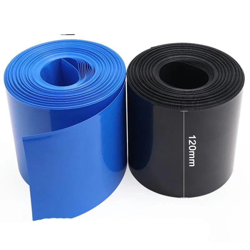 2/5/10/50 m Larghezza 120 mm Tubo termorestringente in PVC Isolato Custodia protettiva Custodia protettiva 18650 Batteria al litio Pack-Nero-Larghezza 120 Dia 76.4mm-50m
