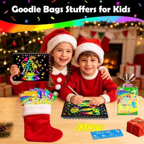 Image of ZMLM 48 Pack Rainbow Art Scratch Notebooks for Kids Birthday Party Favors