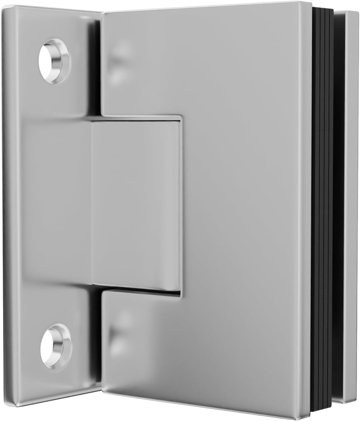 Brixwell Adjustable Wall Mount Hinge with Full Mounting Plate, Satin Finish, Solid Forged Brass, 3-9/16" Height, 2-3/16" Width, Fits 3/8" and 1/2" Glass, Self-Centering, Hardware Included