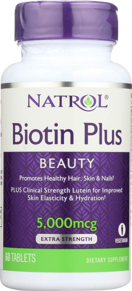 Natrol, Healthy Hair, Skin & Nails, Biotin Plus, Extra Strength, 5,000 mcg, 60 Tablets