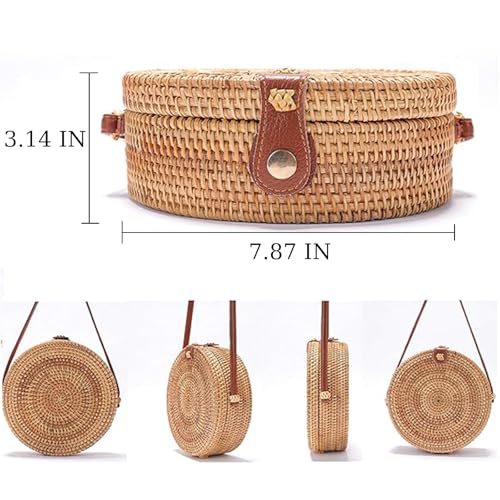 Rattan Summer Straw Beach Bag - Woven Wicker Basket Vacation Purse - Gifts for Women2