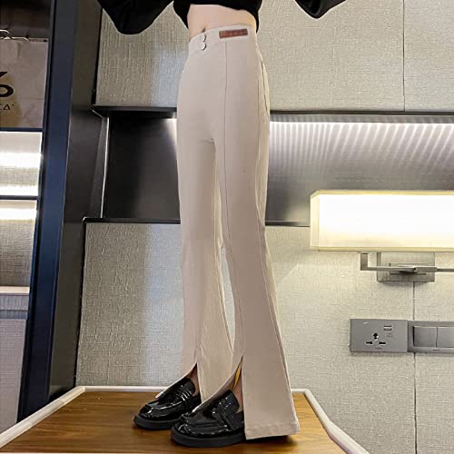Calça jeans feminina preta flare botão frontal elástico cintura alta flare calça infantil dividida o