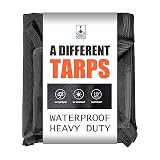 YUFYIG 6.5x7ft Black Tarp Heavy Duty Waterproof, Oxford Fabric Cover 20mil