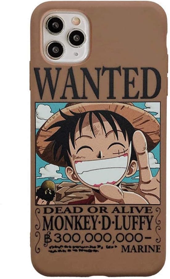 LUCKESSA Cool Anime ONE Piece Theme Luffy Chopper Wanted Announcement Phone Case, Soft TPU Rubber Silicone Wireless Rechargeable Phone Cover Protective Skin Compatible with iPhone XR -Luffy