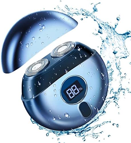 URORU Men's Rotary Electric Shaver Mini Portable, Facial Trimmer LED Cordless Rechargeable Men's Grooming IPX7 Waterproof Wet and Dry Choice for Business Travel Gifts (Blue)