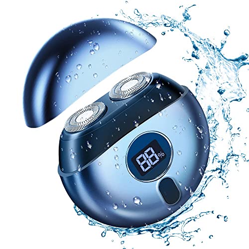 Uroru Men's Rotary Electric Shaver Mini Portable, Facial Trimmer Led Cordless Rechargeable Men's Grooming Ipx7 Waterproof Wet And Dry Choice For Business Travel Gifts (Blue) #TOP3