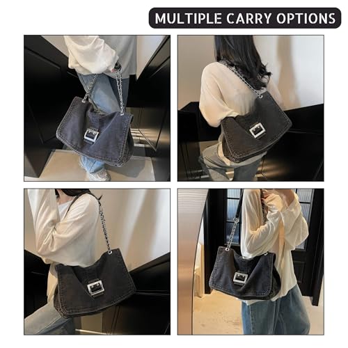 Stylish Denim Tote Bag for Women, Jean Purse Designer Handbag with Adjustable Strap4