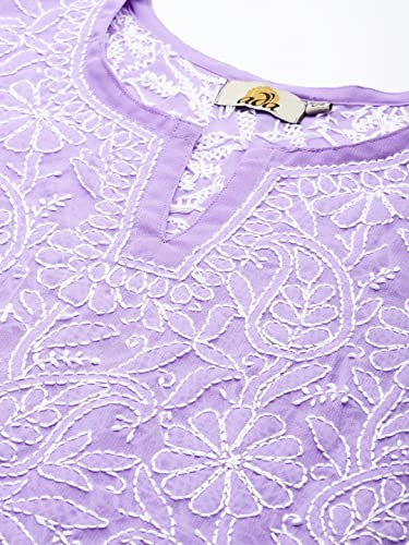 Image of Ada Women's Georgette Regular Fit Chikankari Hand Embroidered Lucknow Short Kurti Top A911224