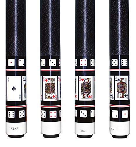 Aska Set Of 4 Cards And Dice Billiard Pool Cues, 58" Hard Rock Canadian Maple, 13Mm Hard Tip, Mixed Weights #TOP3