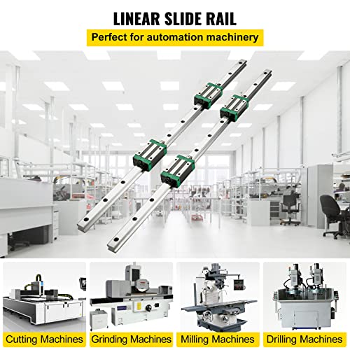 Image of VEVOR 2PCS Linear Rail 0.79-67 Inch, Linear Bearings and Rails with 4PCS HSR20 Bearing Block, Linear Motion Slide Rails Plus for DIY CNC Routers Lathes Mills, Linear Slide Kit fit X Y Z Axis | Linear Rail Slide HGR20-1700mm