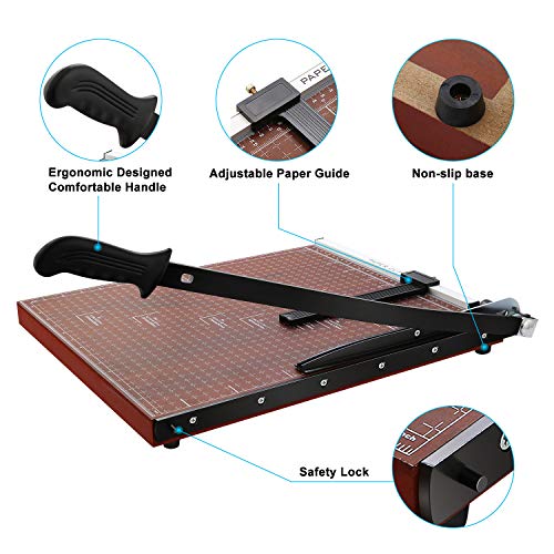 A2-B7 Paper Trimmer Paper Cutter Heavy Duty Trimmer Gridded Paper Photo Guillotine Craft Machine 18 inch Cut Length 12 Sheets Capacity for Office Home Use (Red)